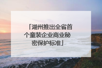 湖州推出全省首个童装企业商业秘密保护标准